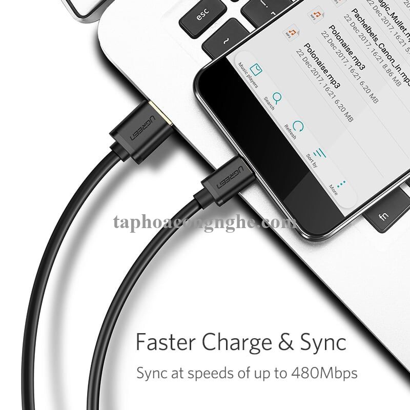 Ugreen 10839 3M màu Đen Cáp sạc truyền dữ liệu USB 2.0 sang MICRO USB lõi đồng US125 30010839